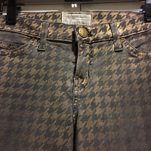 Current Elliott Black & Gold Houndstooth Jeans 28